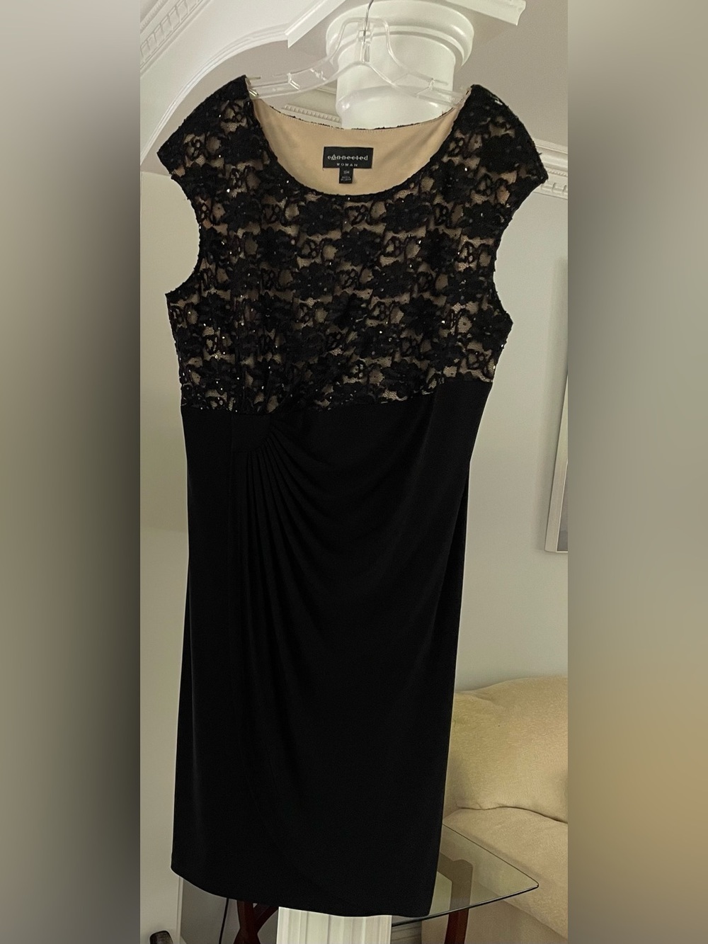 Connected Apparel women’s black Lace , sleeveless cocktail dress size 16 W
